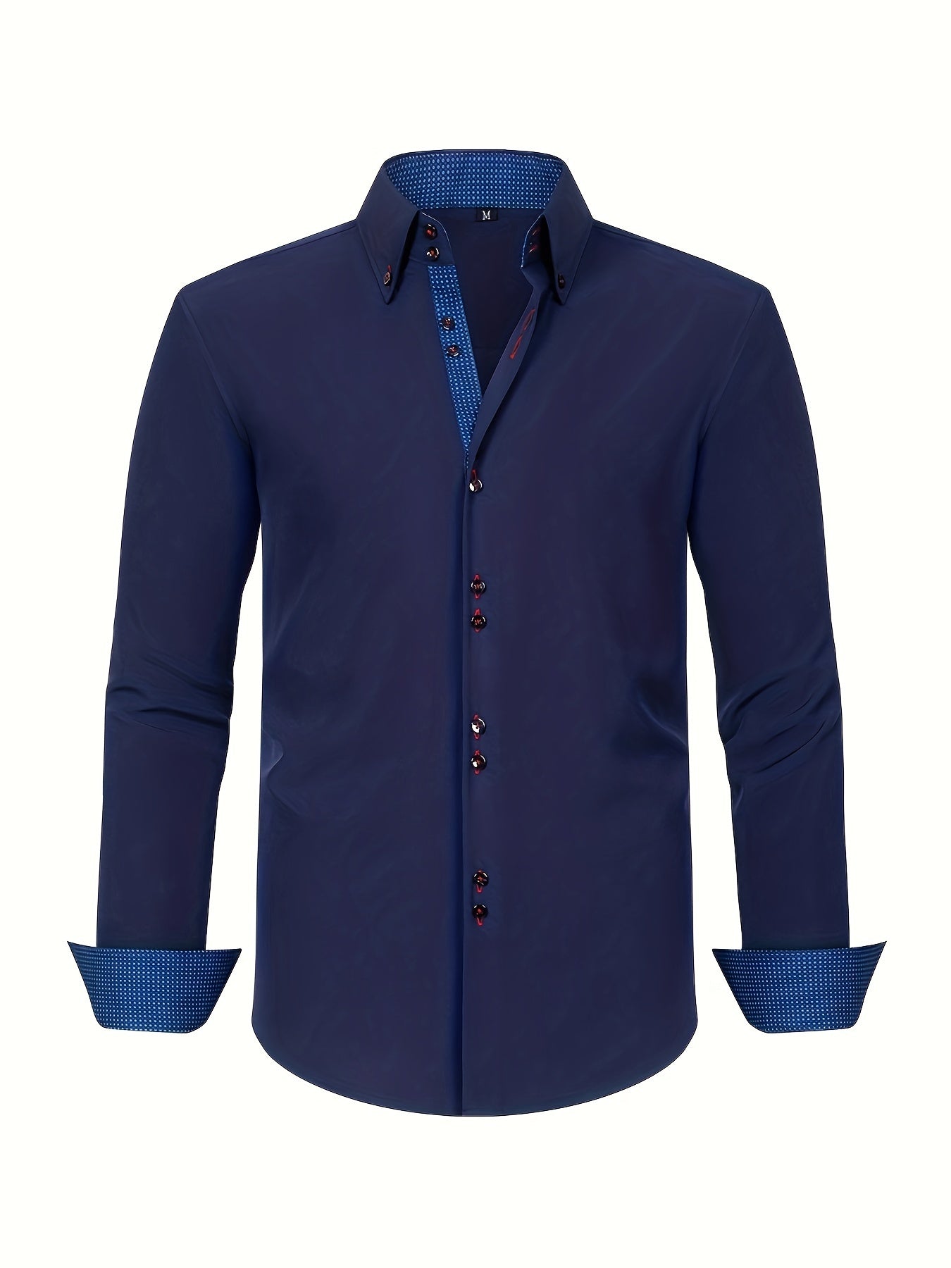 Men's Long Sleeve Button Down Shirt Contrast Trim