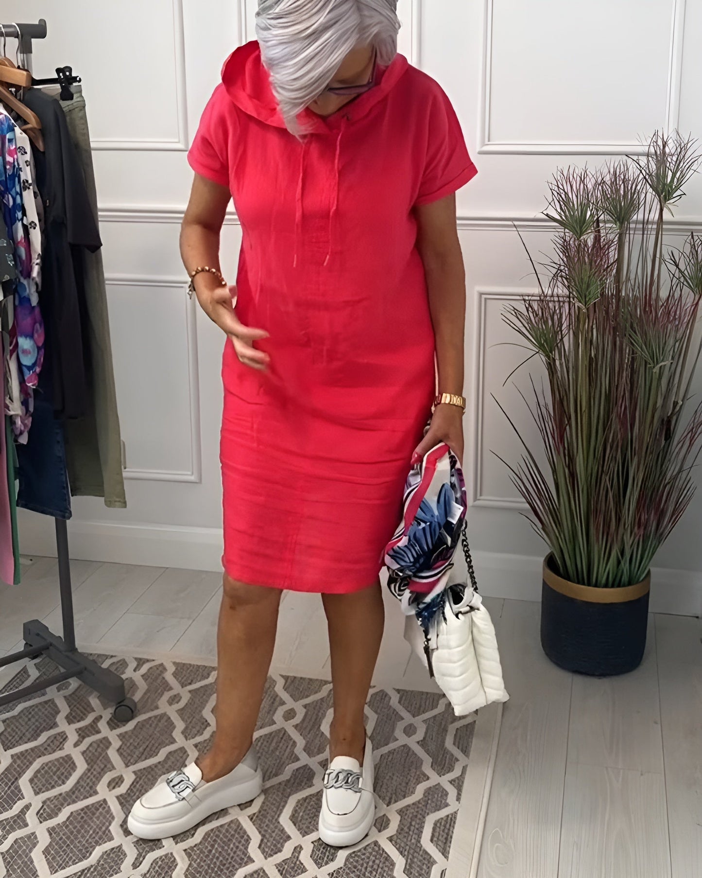 Women's Casual Knee Length Short Sleeve Dress