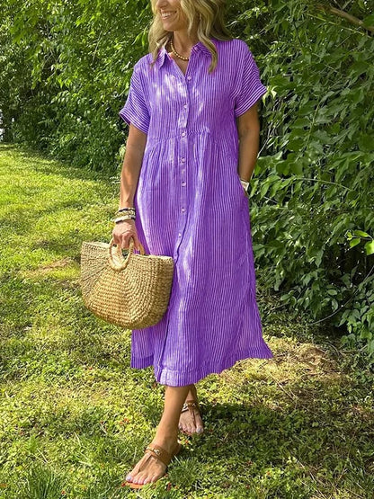 Women's Striped Button Front Dress