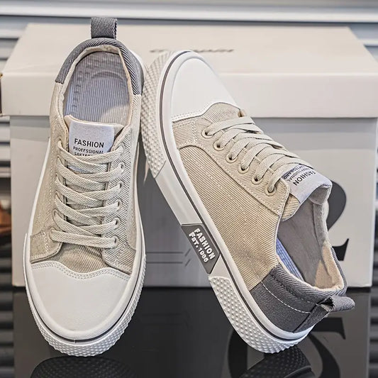 Men's Lace-Up Sneakers Rubber Toe Low- - VibreMode