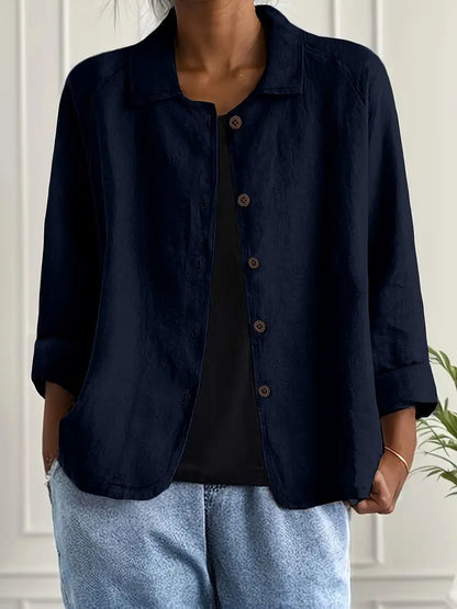 Women's Button Front Collared Blouse