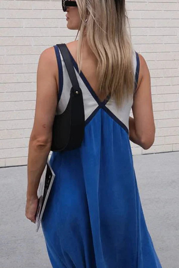 Women's V-Neck Colorblock Dress