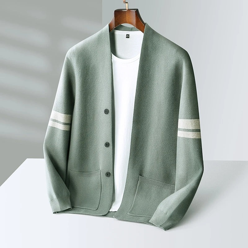 Men's Button Cardigan Contrast Trim