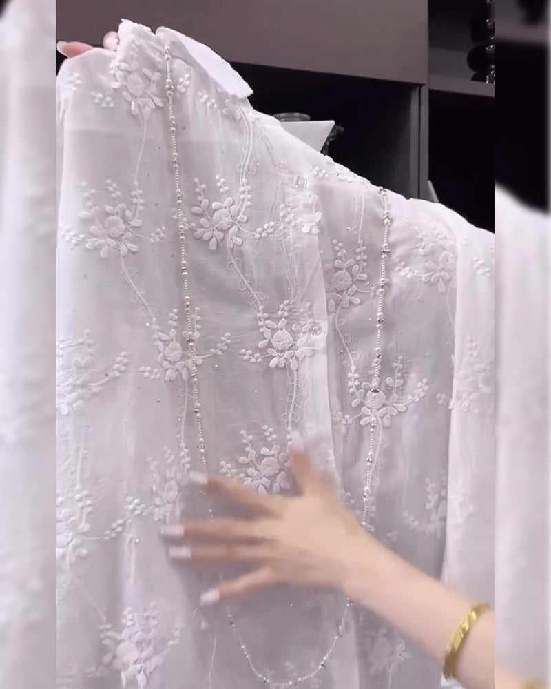 Women's Embroidered Drop Shoulder Shirt