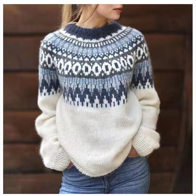 Fair Isle Knitted Sweater Comfortable Fit