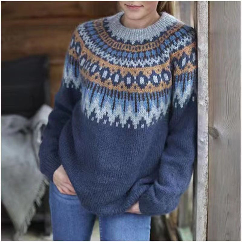 Women's Fair Isle Crewneck Sweater Relaxed Fit