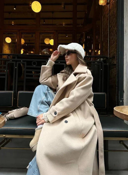 Women's Longline Coat Wide Lapel
