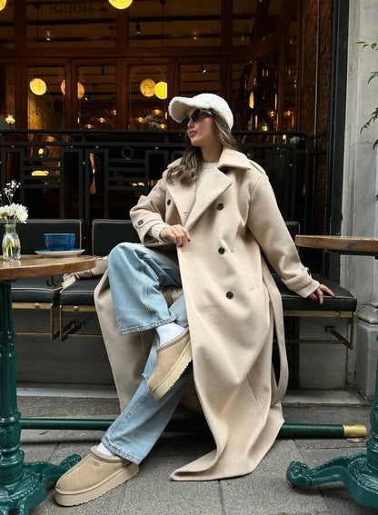 Women's Double Breasted Long Coat Tailored