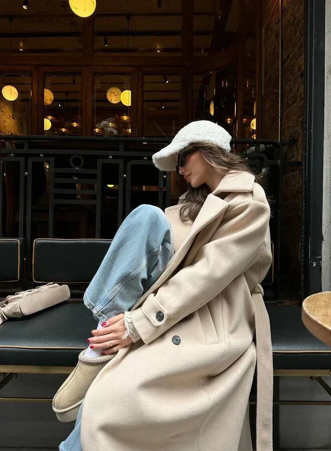 Women's Longline Coat Wide Lapel