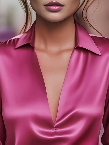 Women's Long Sleeve Blouse Draped Neck