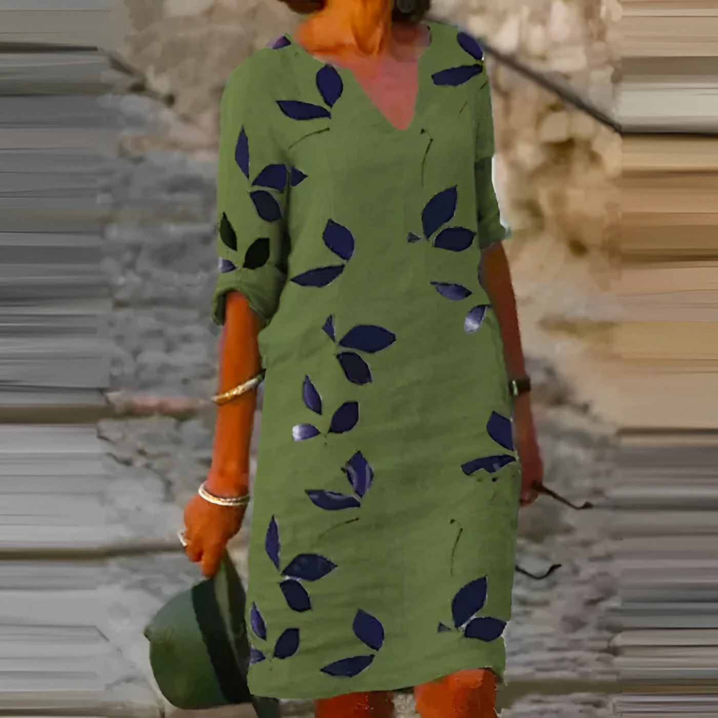 Women's Fall Leaf Dress Flowing Silhouette