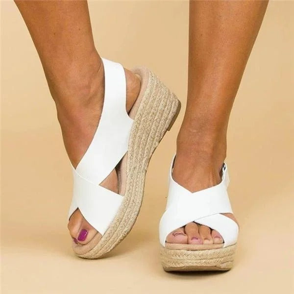 Women's Espadrille Wedge Sandals Cross Strap