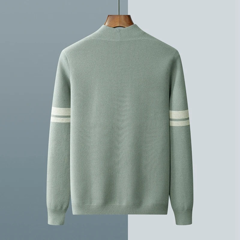 Men's Button Front Cardigan Stripe Detail