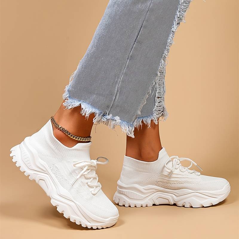 Fashionable Thick Knit Sneaker Boots