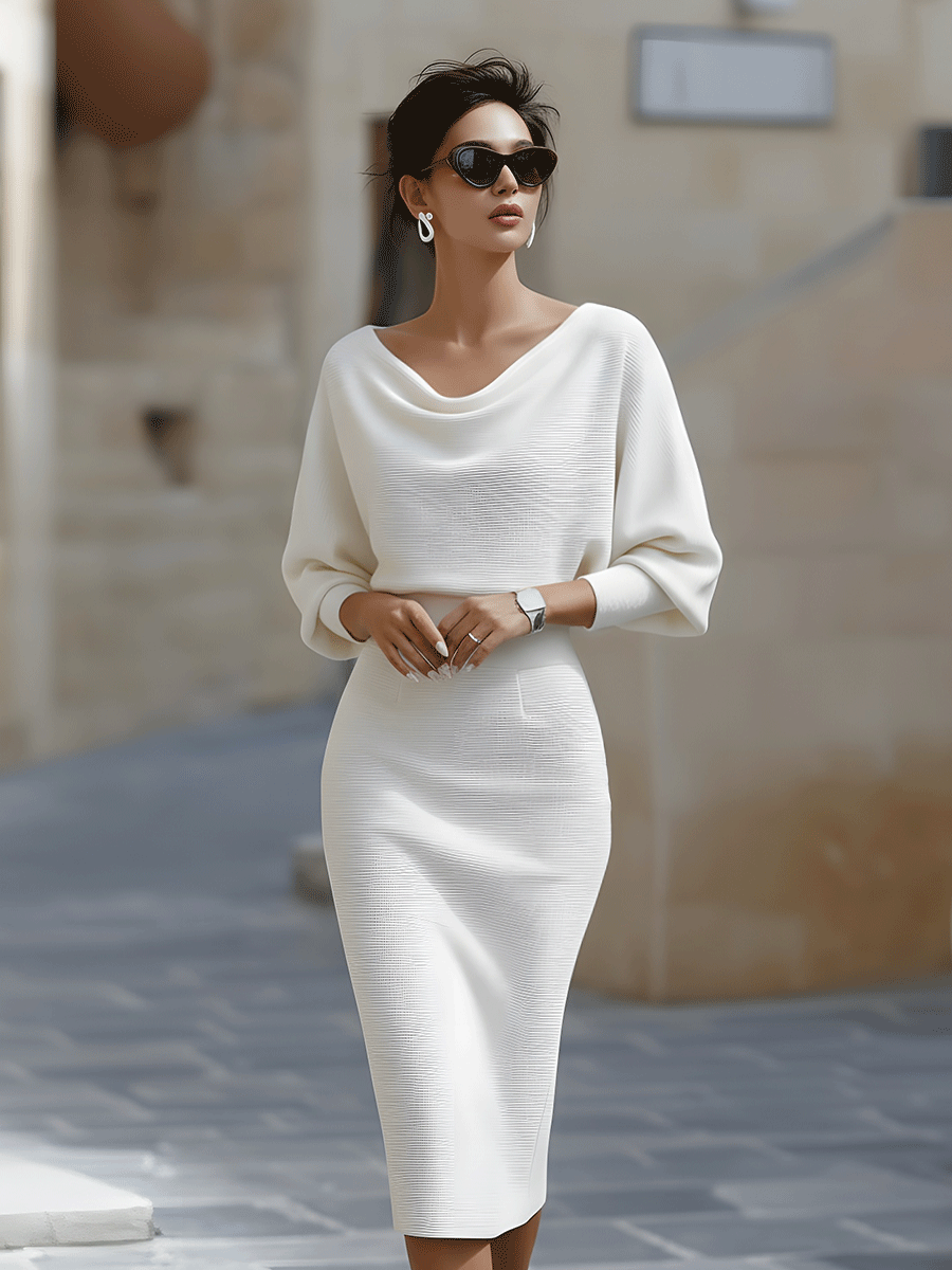 Flowy Knitted Mid Length Dress