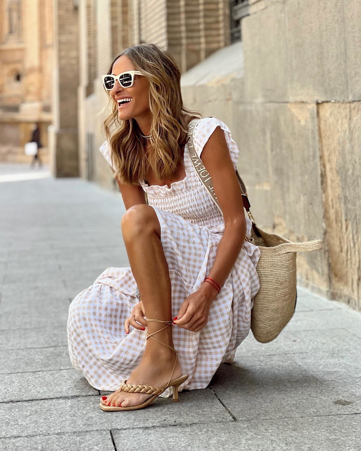 Image of Fiona | Women's Smocked Gingham Maxi Dress