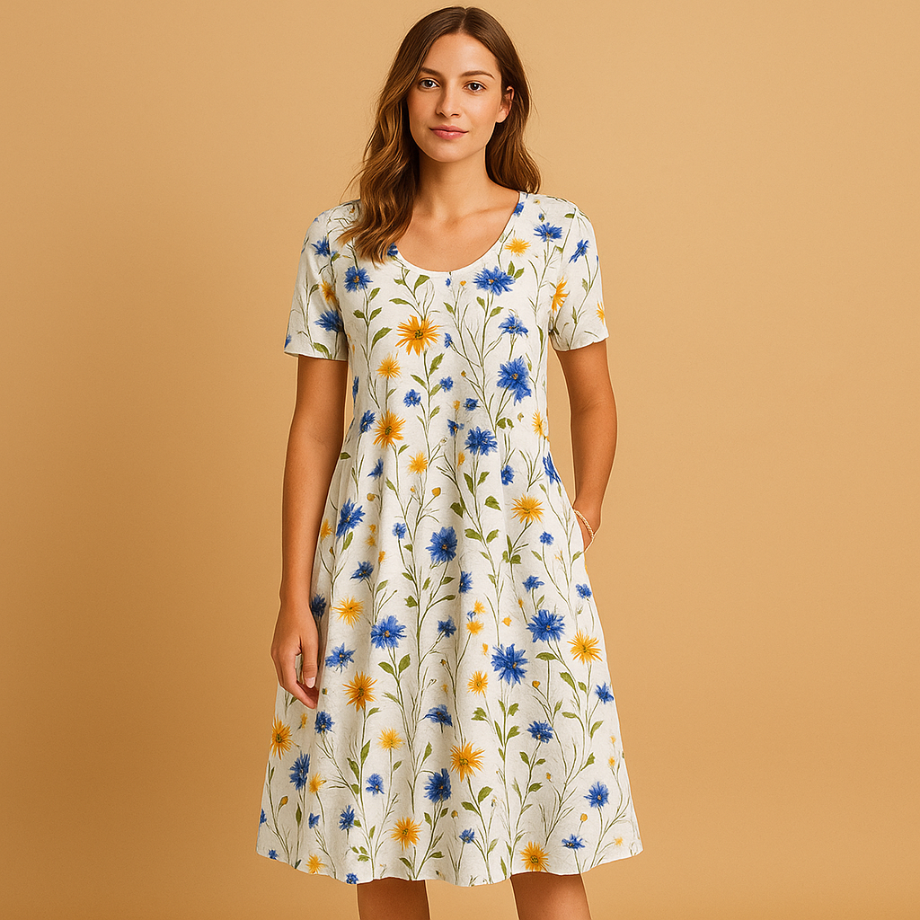 Women's Floral Casual Dress Breathable Fit - VibreMode