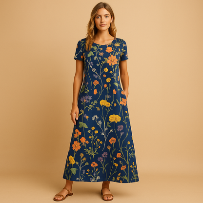 Floral casual dress for women with a flattering fit and feminine design, perfect for work, daily wear, and relaxed outings.