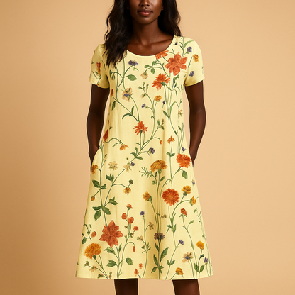 Floral casual dress for women with a flattering fit and feminine design, perfect for work, daily wear, and relaxed outings.