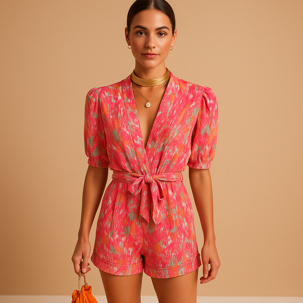 Women's Floral Short Jumpsuit - VibreMode