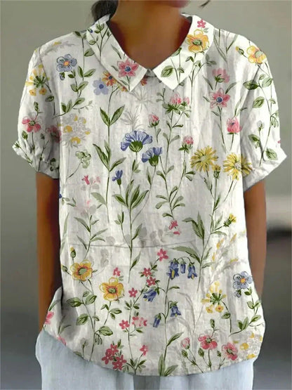 Women's Floral Blouse Short Sleeves