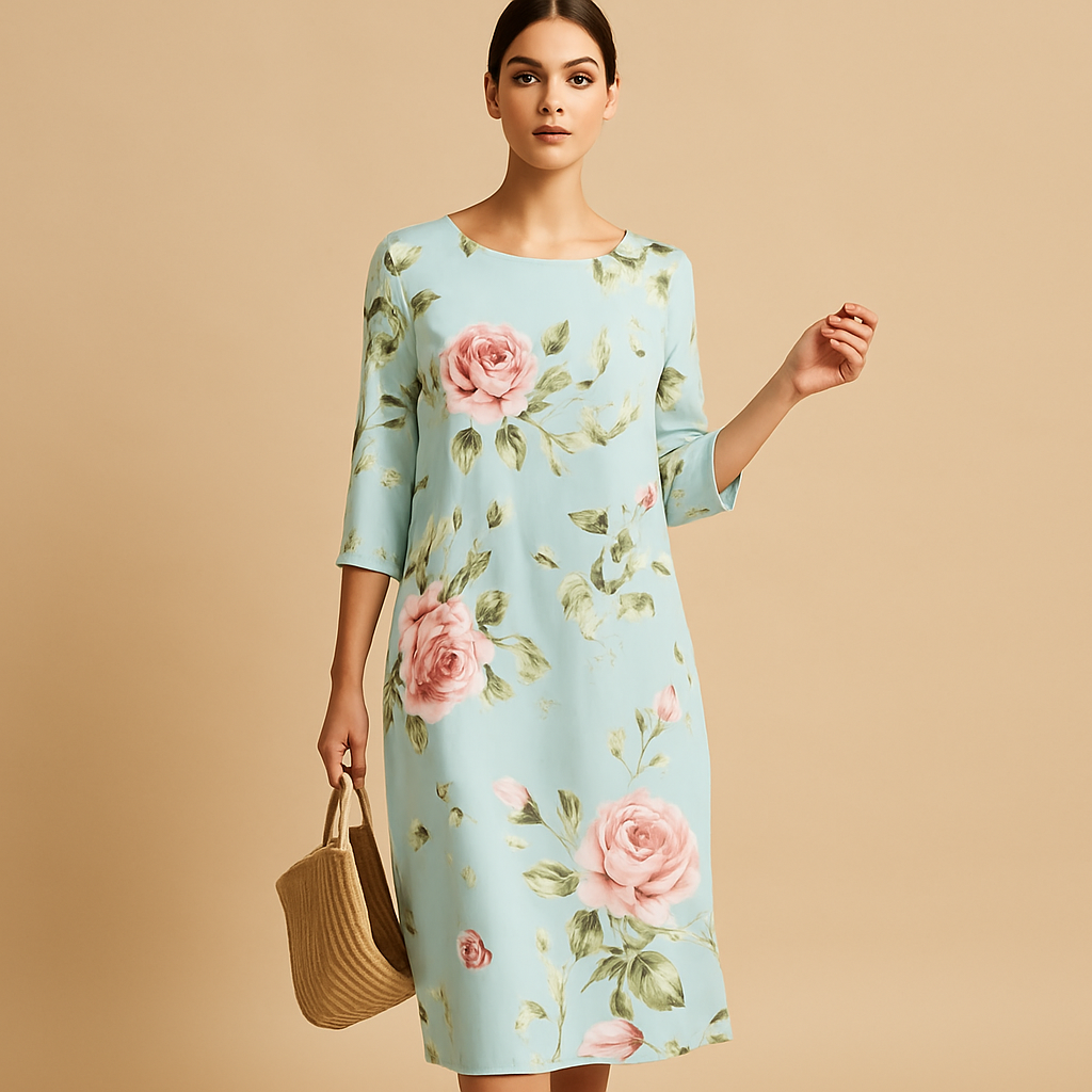 Beautiful Floral Knee Length Dress for Women - VibreMode