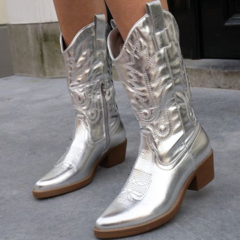 Women's Metallic Cowboy Zip Boots
