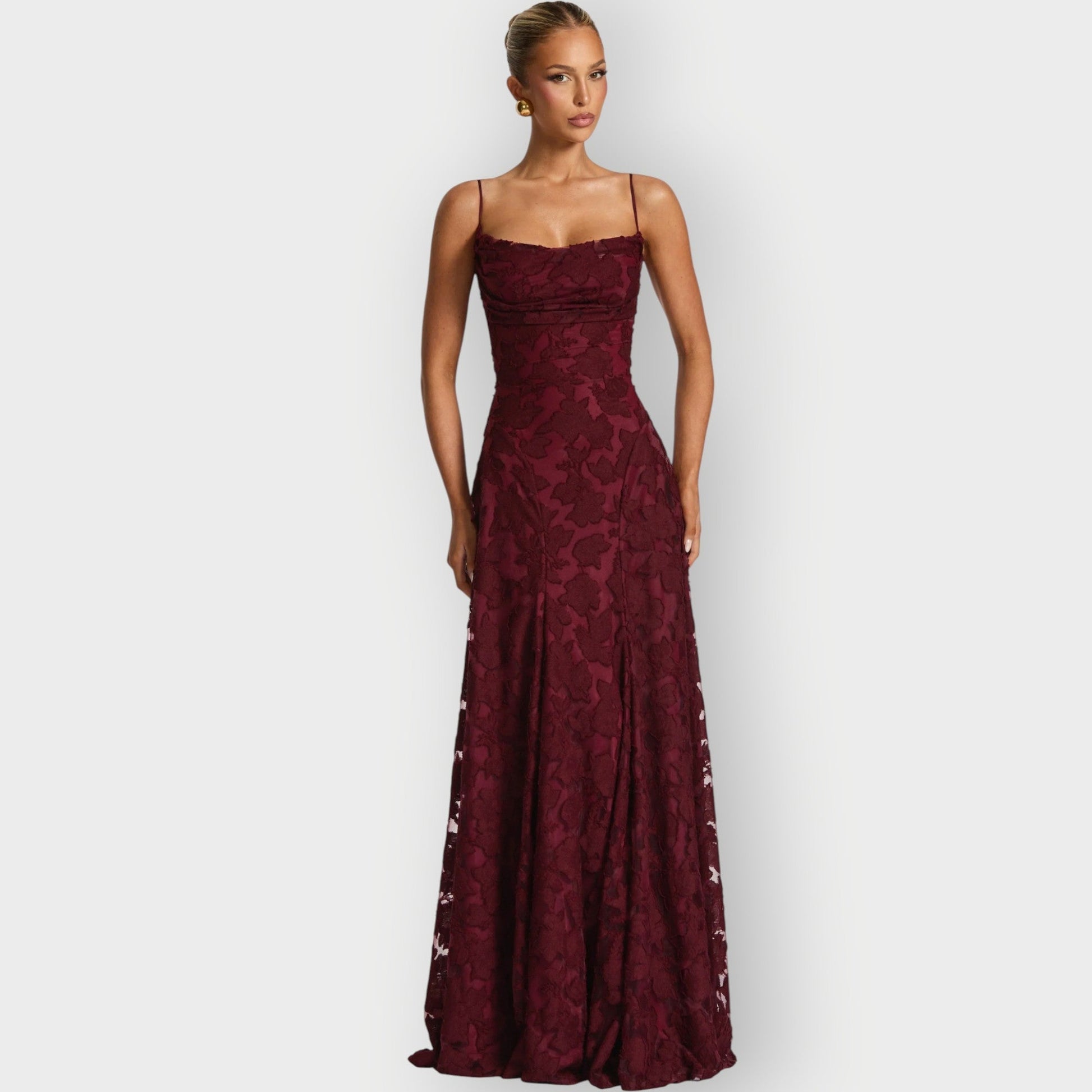 Elegant Strapless Velvet Evening Gown - VibreMode