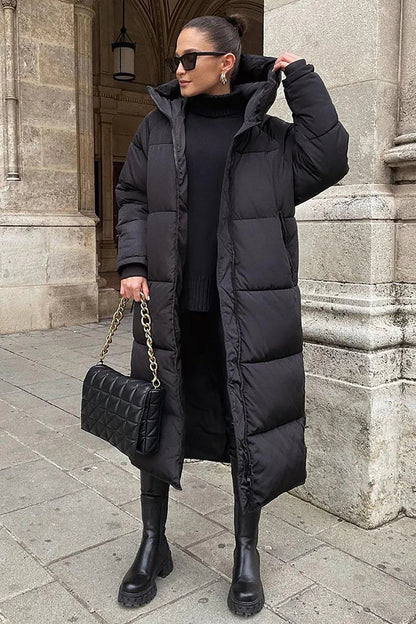 Women's Long Quilted Puffer Coat - VibreMode