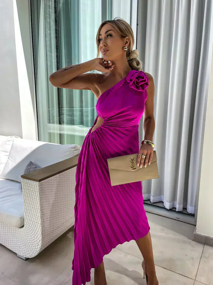Women's Floral Draped Cocktail Dress