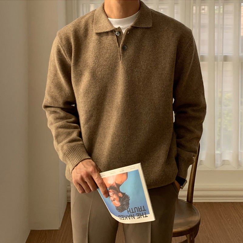 Image of Gary | Men's Long Sleeve Knit Polo Sweater
