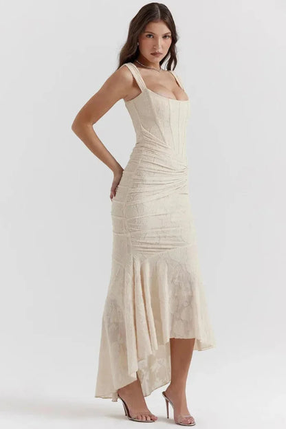 Women's Floral Lace Midi Dress Sleeveless - VibreMode