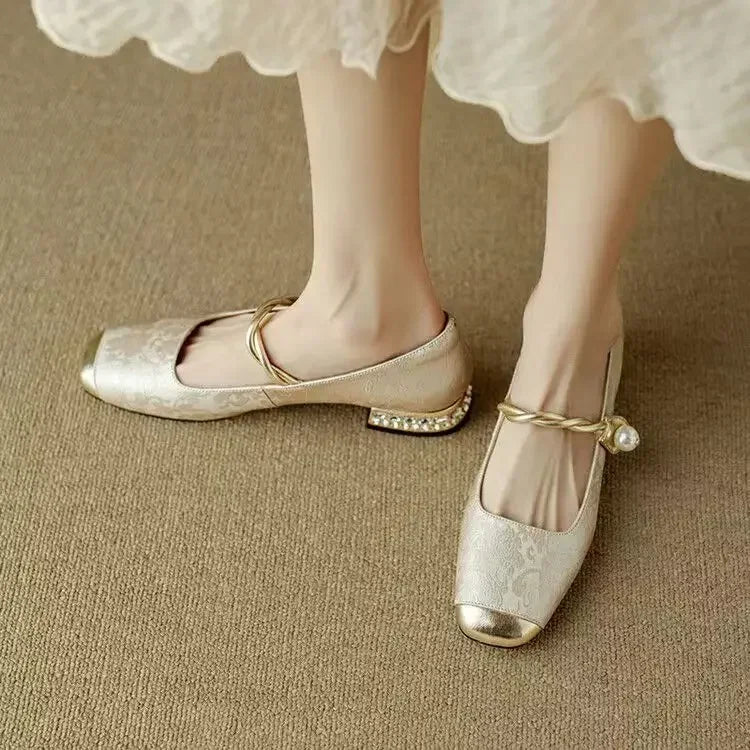 Sparkly Buckle Mary Jane Pumps for Women