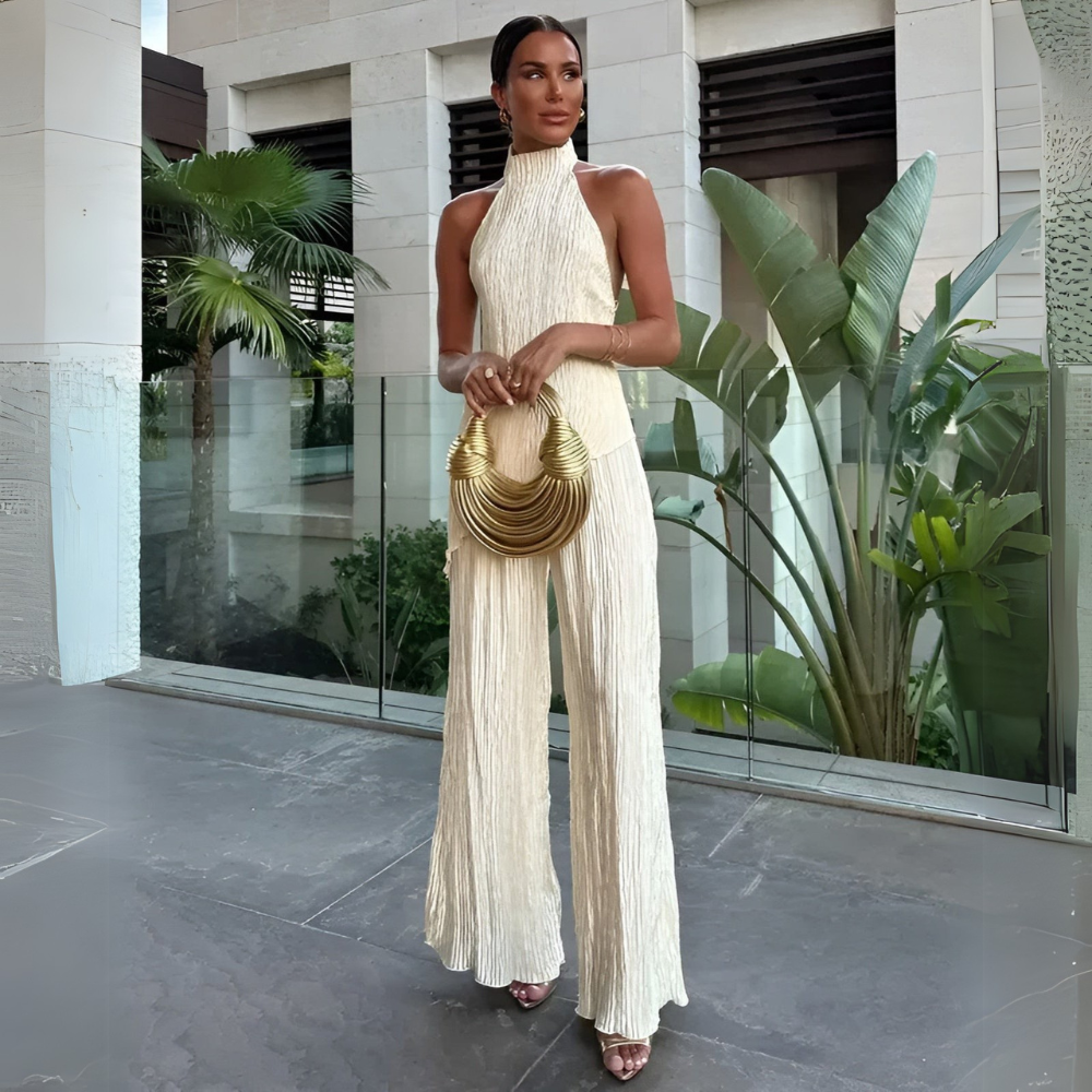 Women's Backless Halter Maxi Dress - VibreMode