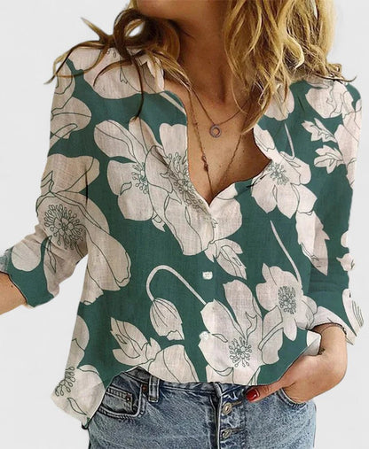 Classic Women's Linen Collar Button Shirt