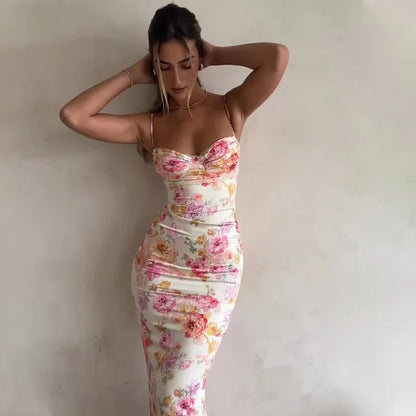 Women's Floral Bodycon Midi Dress - VibreMode