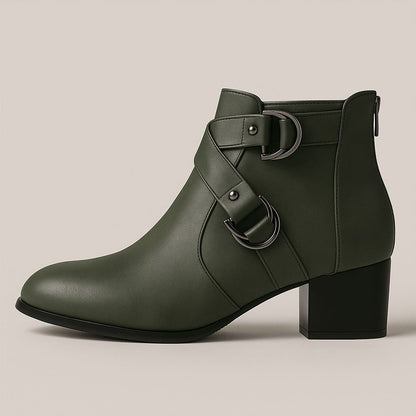 Ladies High Heel Ankle Boots with Buckle Detail