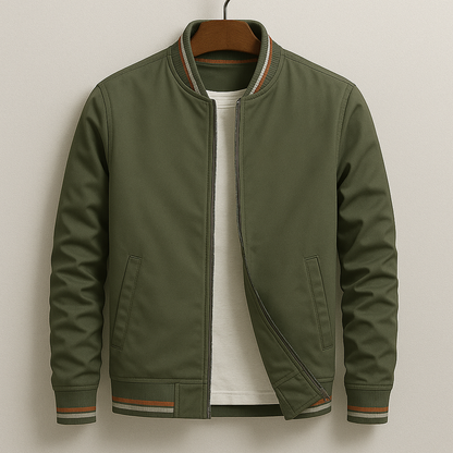 Men's Bomber Jacket Zip Front Pockets