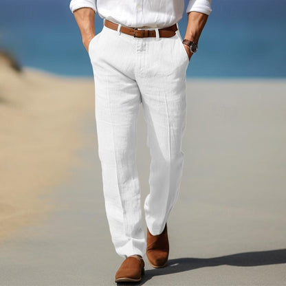 Men's Straight Leg Pants Cotton Belt Loops Side Pockets