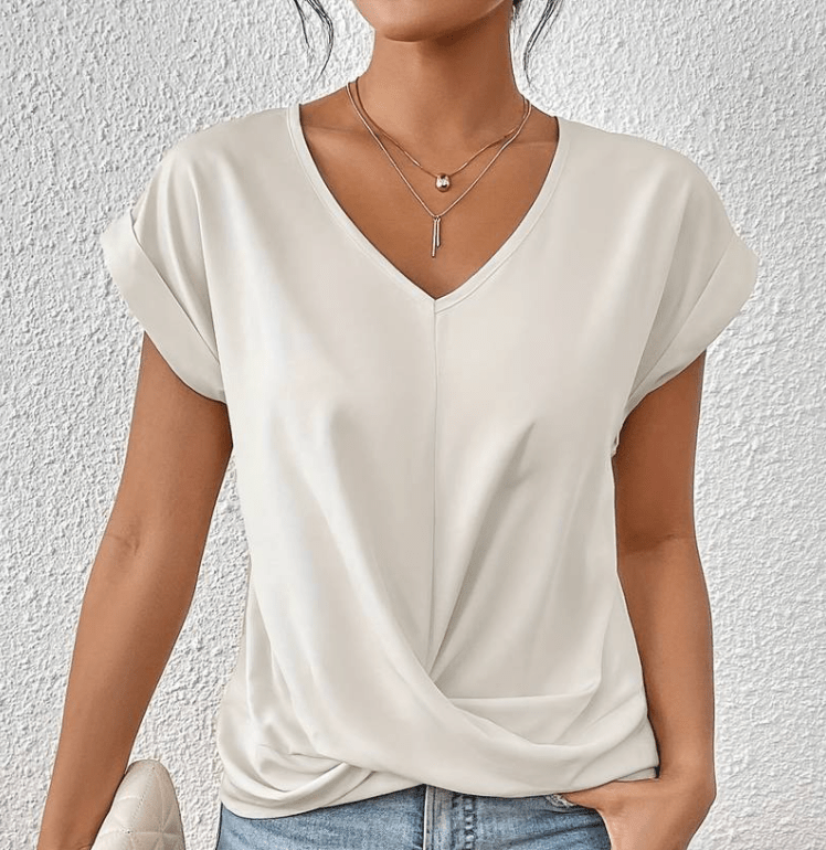 Women's V-Neck Twist Front Short Sleeve