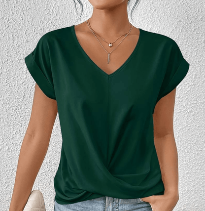 Women's V-Neck Twist Front Short Sleeve - VibreMode