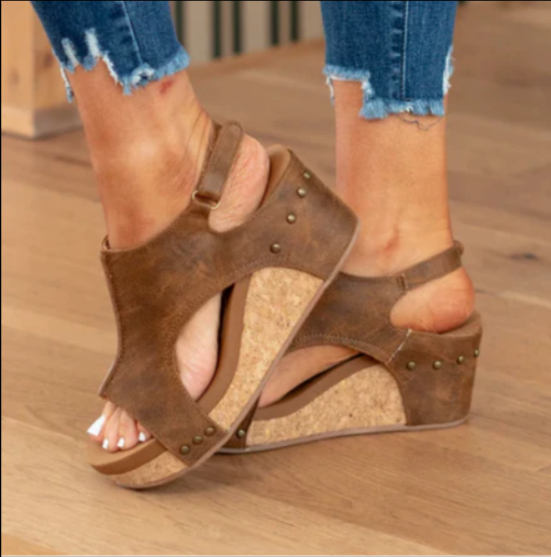Image of Hazel | Women's Wedge Platform Open Toe Sandals