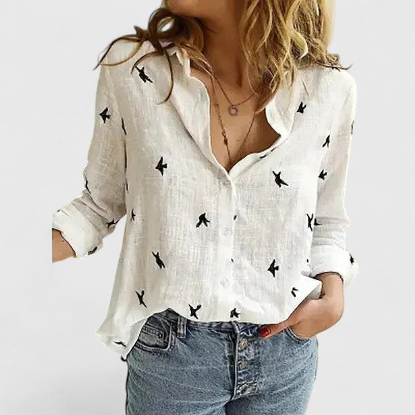 Classic Women's Linen Collar Button Shirt