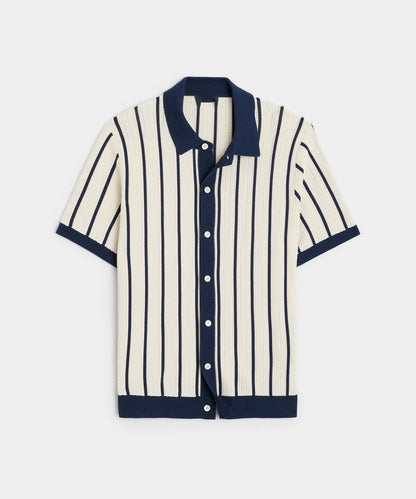 Image of Heath | Men's Vertical Striped Polo Shirt