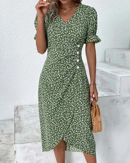 Image of Heather | Women's Floral Wrap Midi Dress