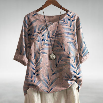 Women's Asymmetric Button Blouse Printed