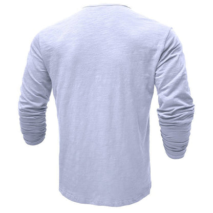 Men's Long Sleeve Henley Shirt Textured Button Front
