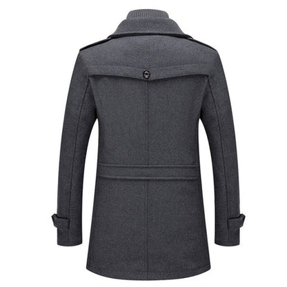 Men's Mid-Length Coat Button Front Zip Layer Tan