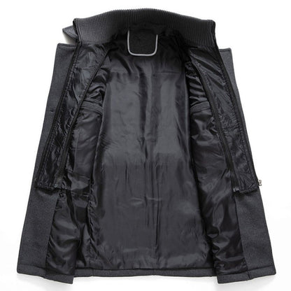 Men's Mid-Length Coat Button Front Zip Layer Tan