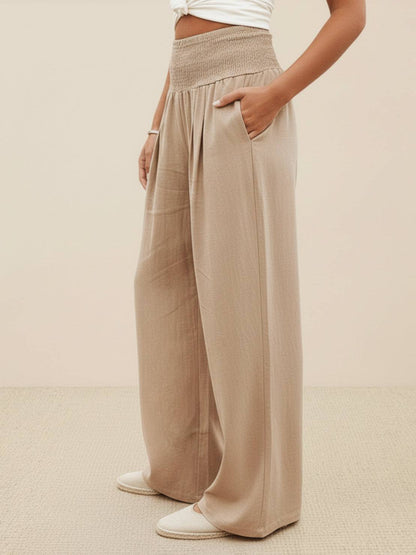 Elegant High Waisted Wide Leg Women's Pants